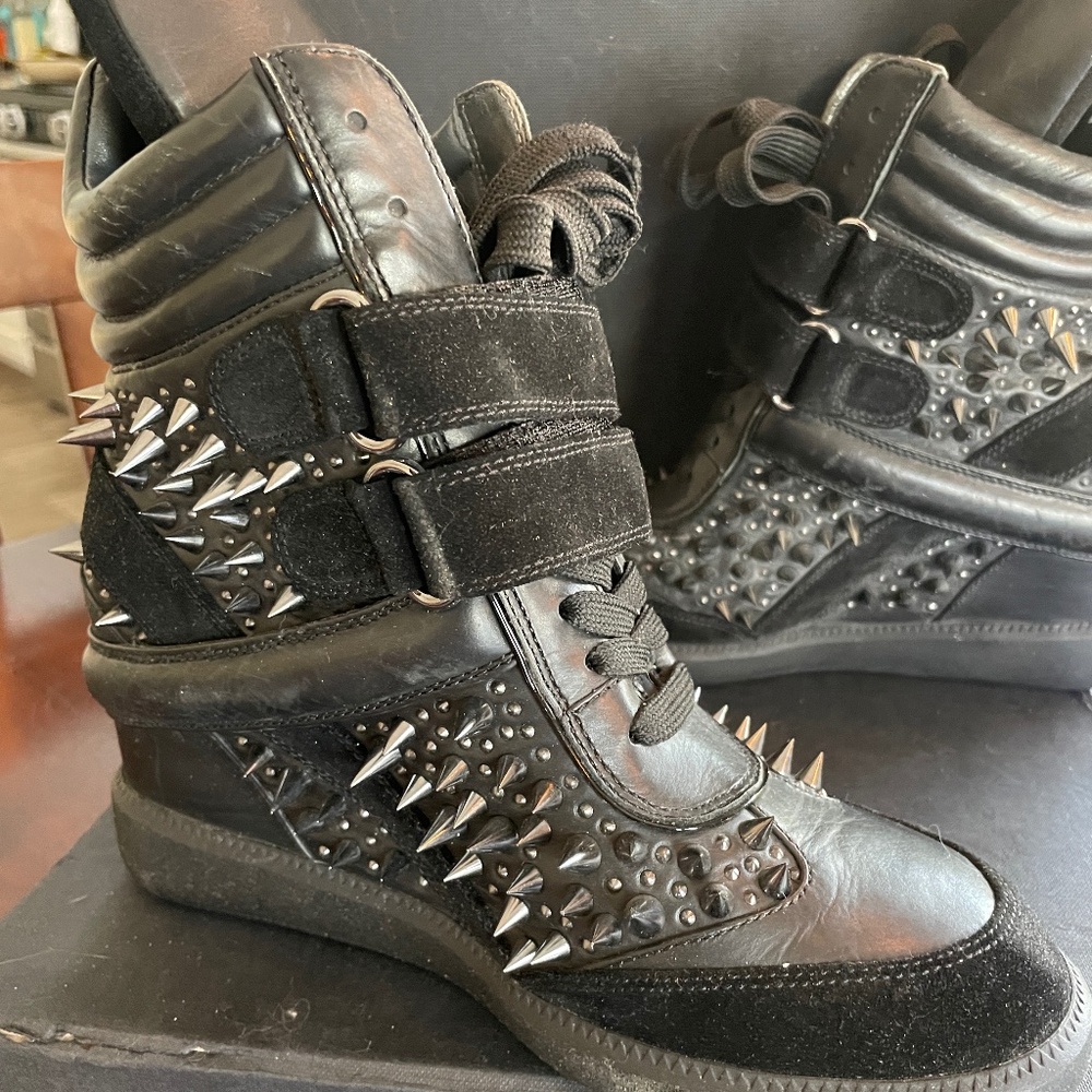 Monika Chiang Artemys Black spiked wedge shoes